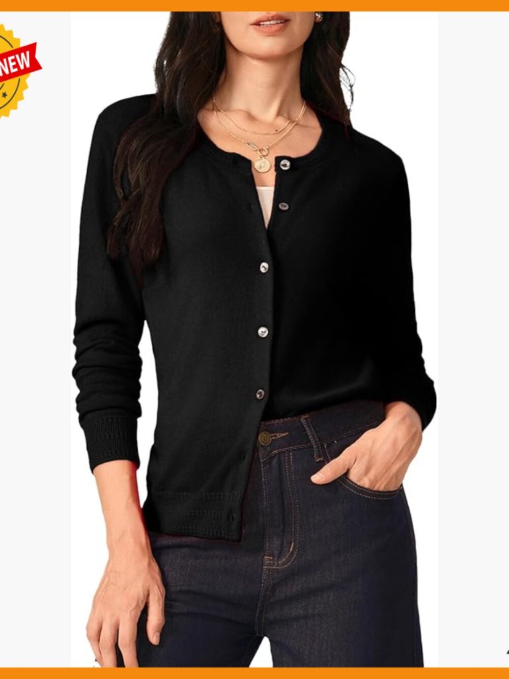 100% Pure Cashmere Cardigan Sweater Machine Washable Crewneck Long Sleeve